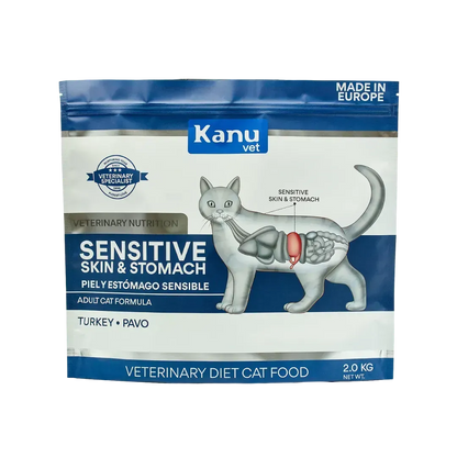 Alimento Seco Medicado Sensitive Skin & Stomach Kanu Vet para Gato Adultos