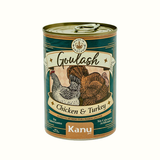 Alimento Húmedo Goulash Pollo y Pavo Kanu Pet para perro adulto Lata