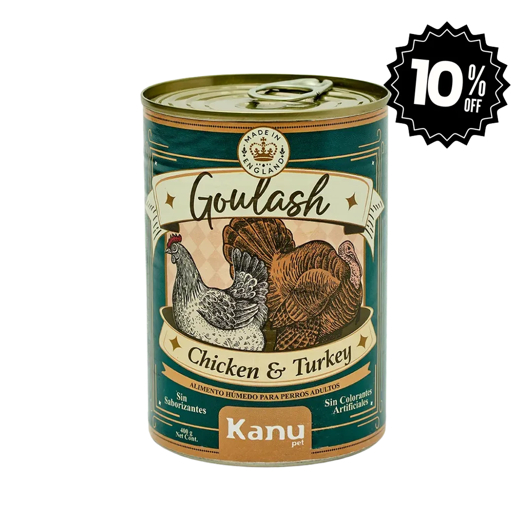 Alimento Húmedo Goulash Pollo y Pavo Kanu Pet para perro adulto Lata