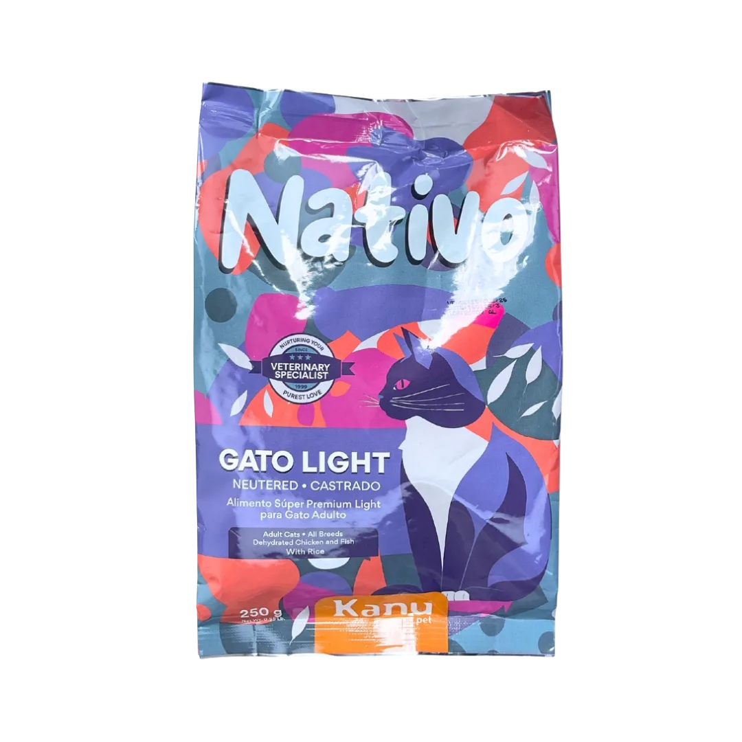 Alimento Seco Nativo Light Pollo/Pescado Kanu Pet para Gato Castrado