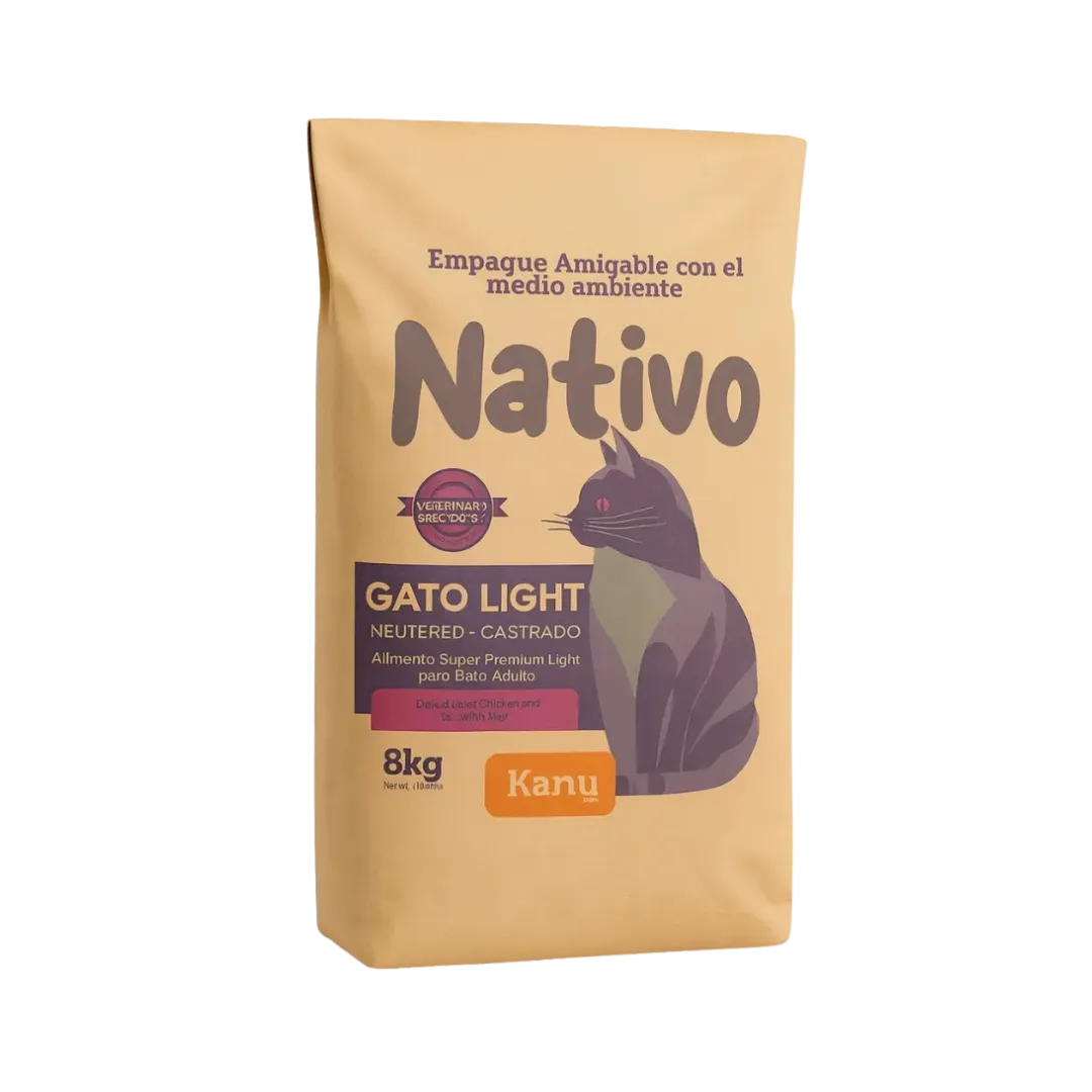 Alimento Seco Nativo Light Pollo/Pescado Kanu Pet para Gato Castrado