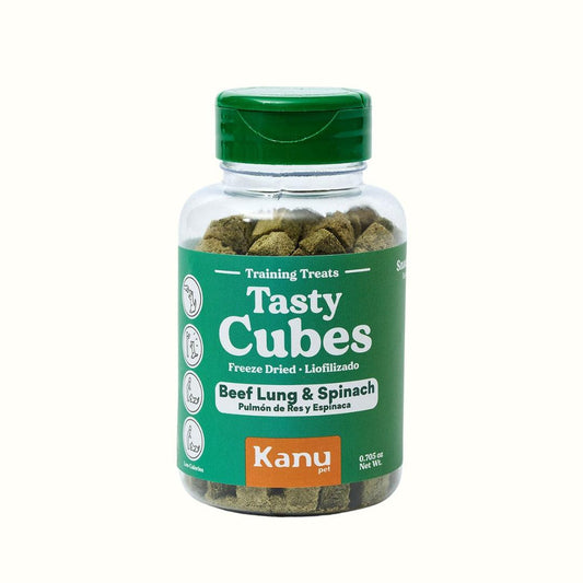 Kanu Pet Tasty Cubes de Espinaca Liofilizada para Perros, Ideales para Entrenar, Bajas en Calorías y Llenas de Sabor