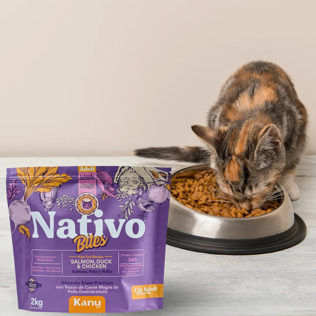 Alimento  Seco Nativo Bites Salmón Pato y Pollo Kanu Pet para Gato Adulto