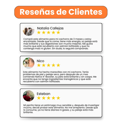 Alimento Seco Nativo K-Booster Salmón Pollo Cordero y Atún Kanu Pet para Perro Cachorro