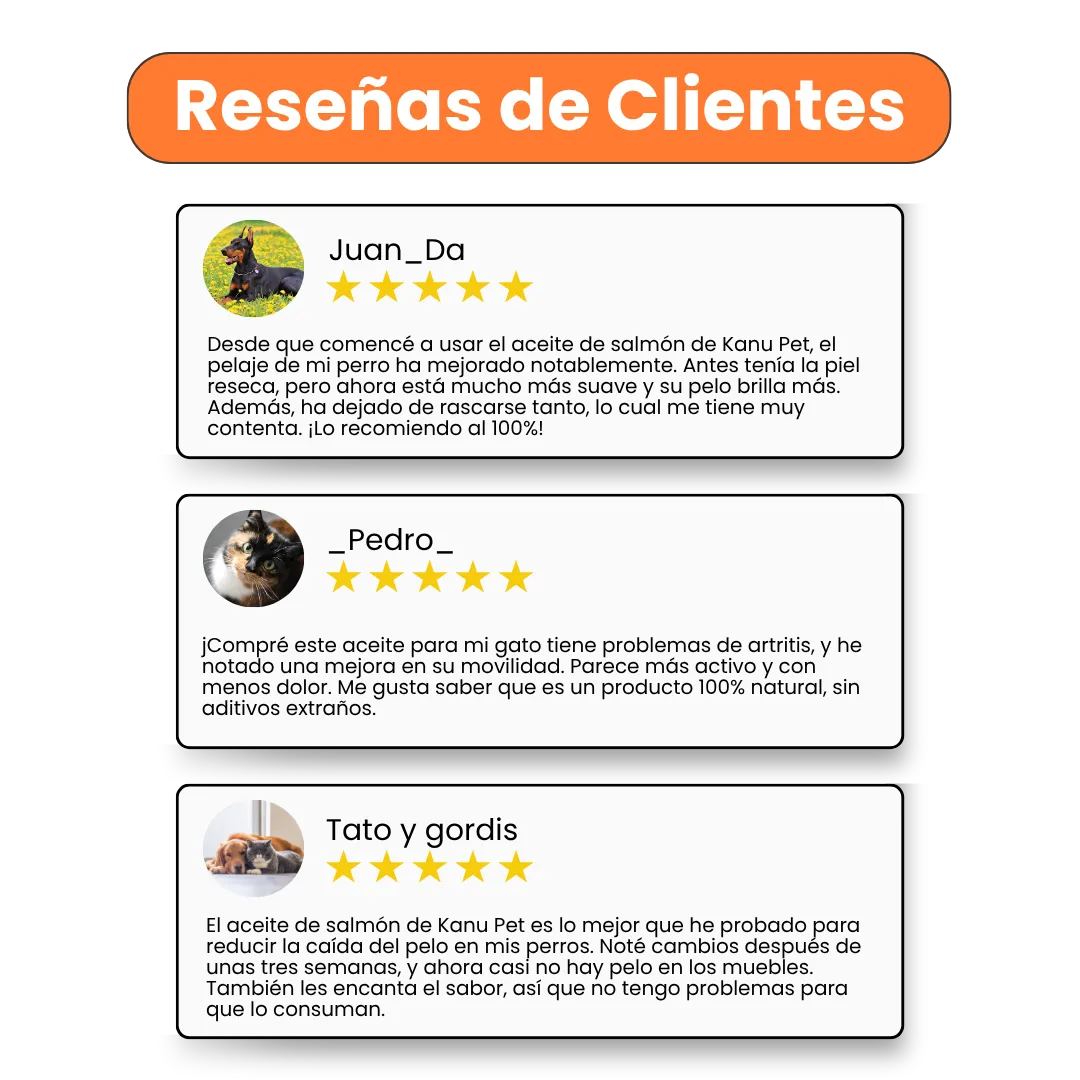 Suplemento Aceite de Salmón  Kanu Pet para perro y gato. Omega 3 y 6