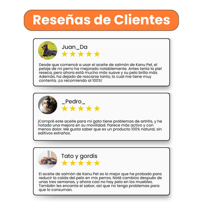 Suplemento Aceite de Salmón  Kanu Pet para perro y gato. Omega 3 y 6