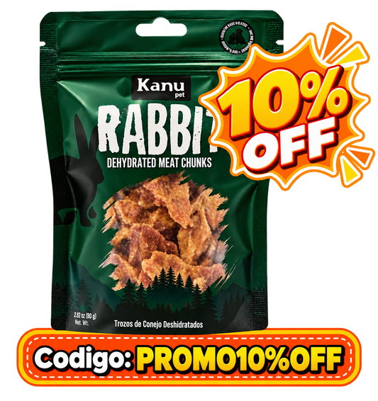 Snack de Trozos de Conejo Deshidratados Kanu Pet para perros y gatos 100% Natural Un solo ingrediente