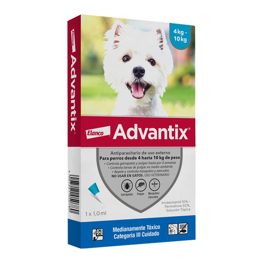 Antipulgas Advantix de 4 a 10 kg para perro