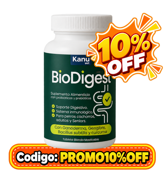 Suplemento Digestivo BioDigest con Probióticos Kanu Pet para Perros de Todas las Edades