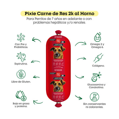Alimento Congelado  Pixie de carne al horno para perros senior (baja en grasa y proteína)