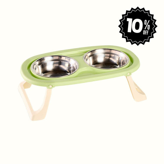 Comedero Elevado Ajustable con Doble Tazón de Acero Inoxidable Kanu Pet para Perro y Gato