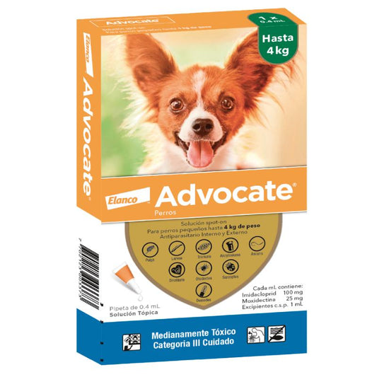 Antipulgas Advocate hasta 4 kg para perro