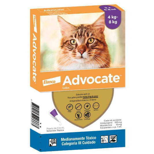Antipulgas Advocate gatos hasta 8 kg para gato