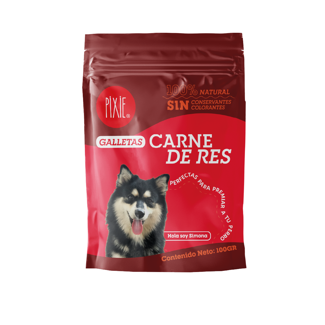 Snack galletas de carne de res Pixie para perros