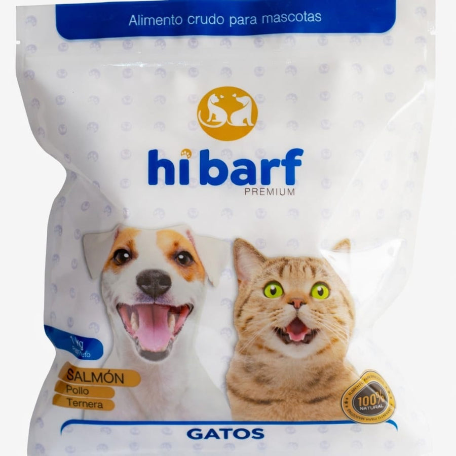 Alimento Crudo Hi  Barf para Gatos a base de Pollo, Ternera y Salmón