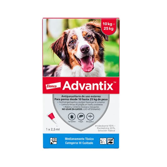 Antipulgas Advantix de 10 a 25 kg para perro