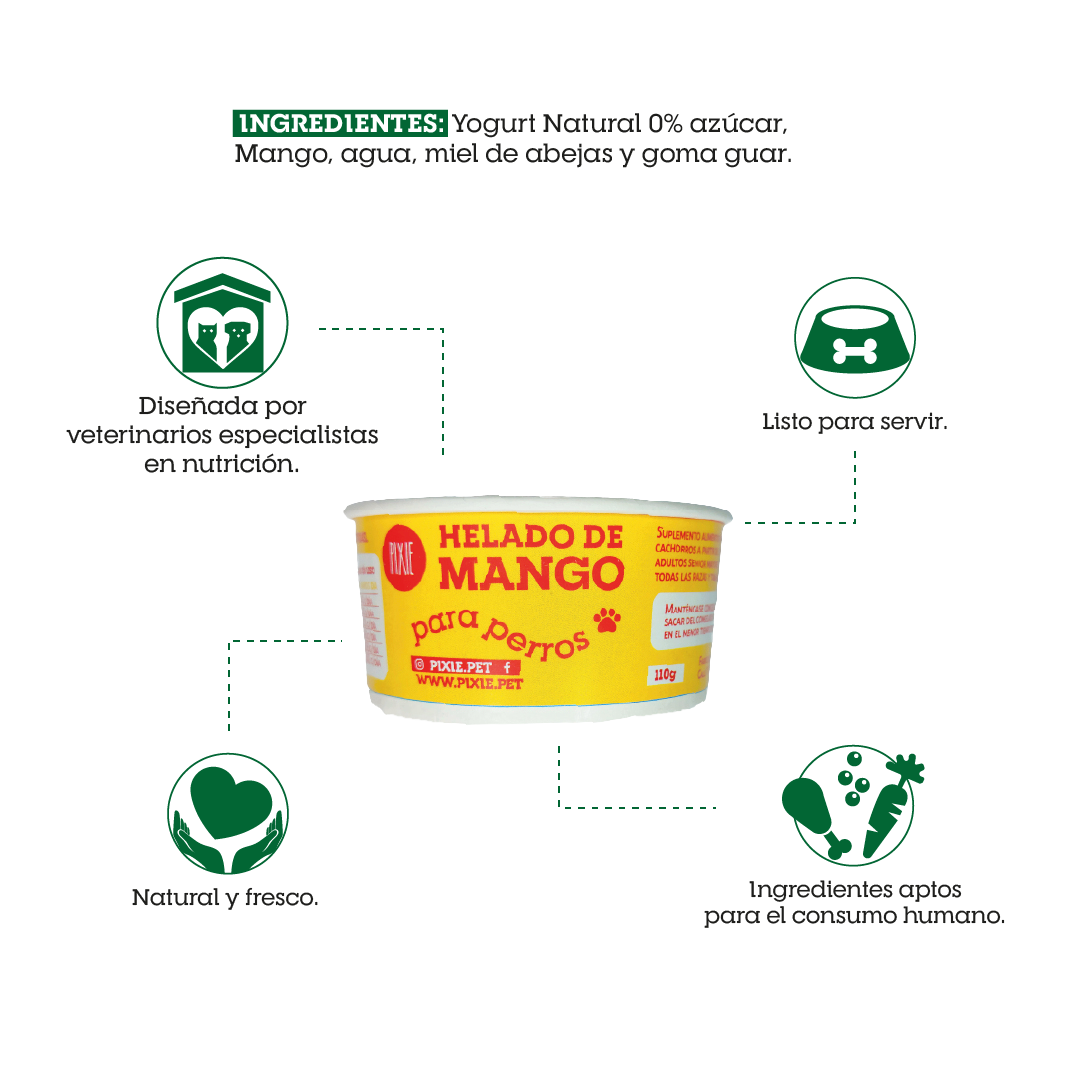 Snack Helado de Mango Pixie para perros