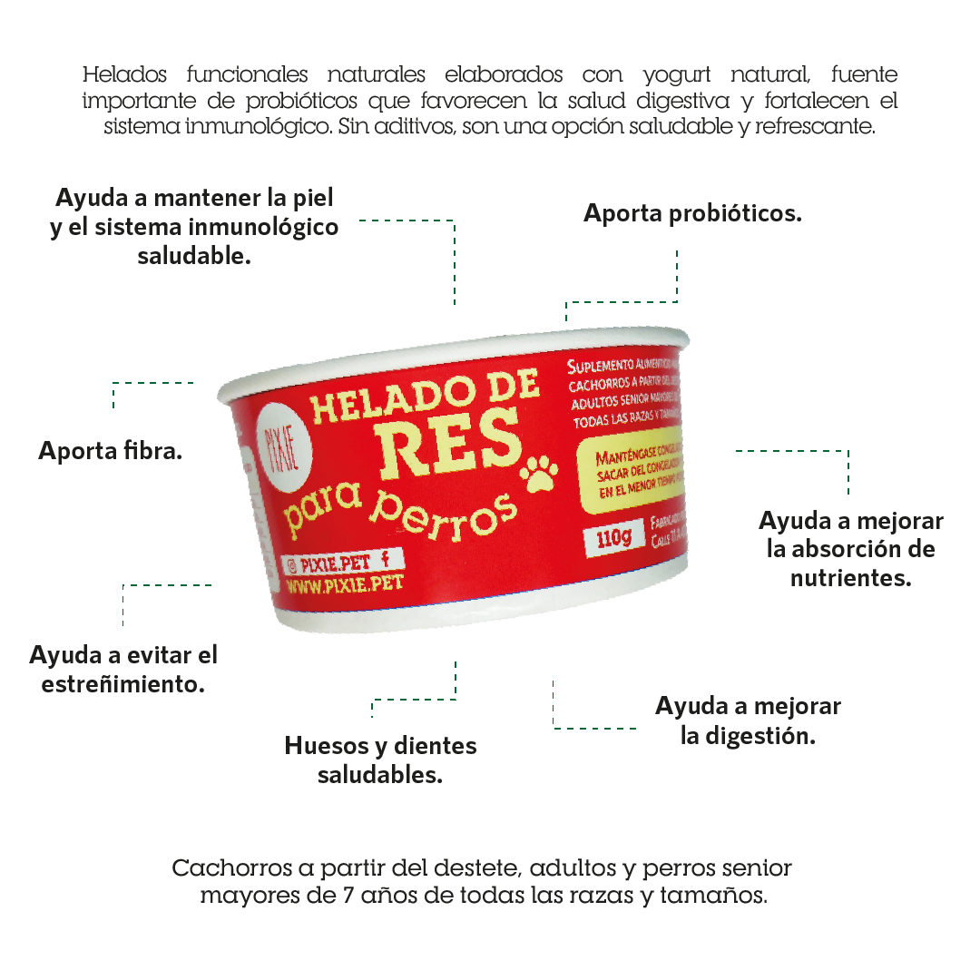 Snack Helado de Res Pixie para perros