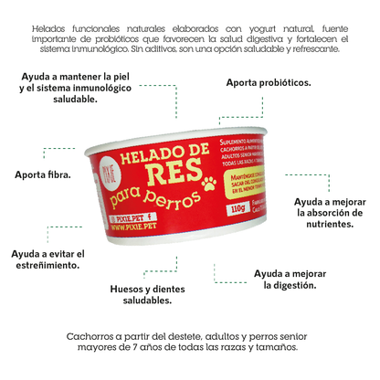 Snack Helado de Res Pixie para perros