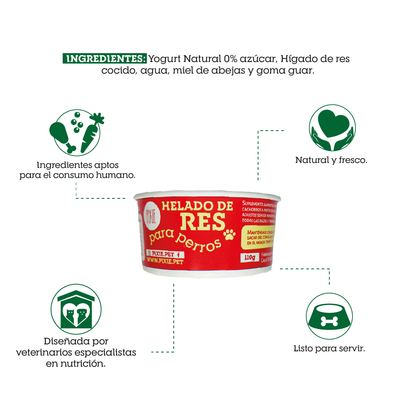 Snack Helado de Res Pixie para perros