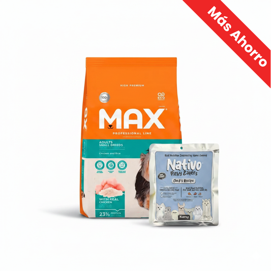 Alimento Seco Total Max Professional Line Performance para Perro Adultos Raza Pequeña + Alimento Húmedo Nativo Chef’s Recipe Picky Eaters Kanu Pet para Perros
