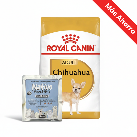 Paquete Royal Canin Chihuahua Adulto + Nativo Chef’s Recipe Picky Eaters Kanu Pet para Perros