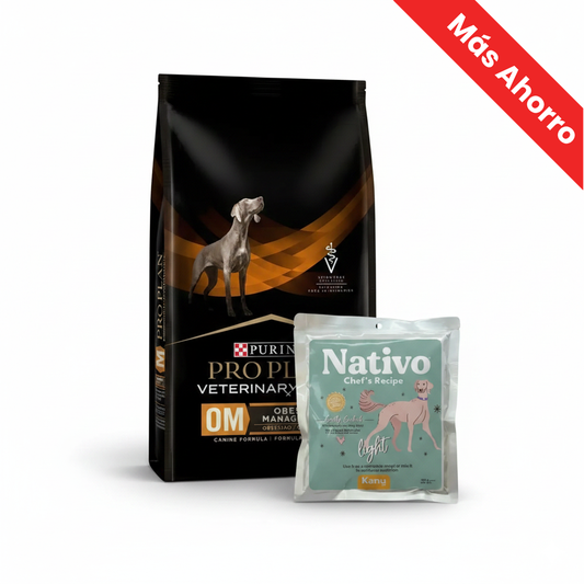 Paquete Proplan Veterinary Diet Canine Om para Perro + Nativo Chef’s Recipe Light Pollo Kanu Pet para Perros