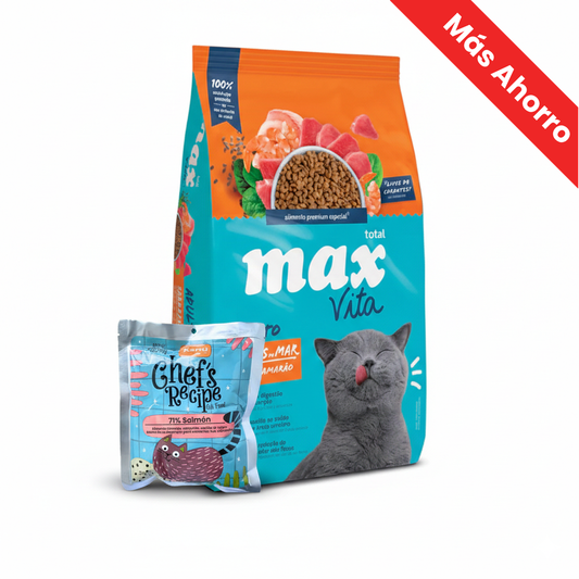 Paquete Total Max Vita Sabores De Mar para Gato + Chef's Recipe Salmón Kanu Pet para Gatos