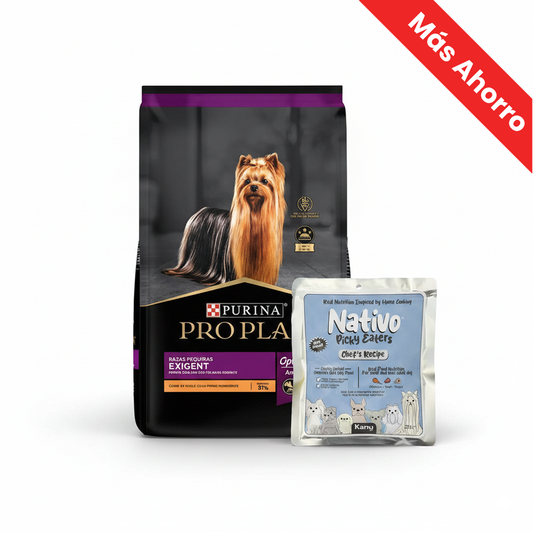 Paquete Proplan Exigent para Perro Small + Nativo Chef’s Recipe Picky Eaters Kanu Pet para Perros