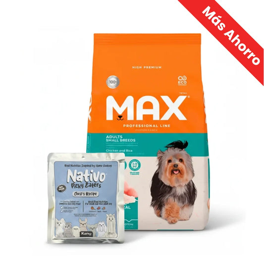 Paquete Total Max Professional Line Performance para Perro Adultos Raza Pequeña + Nativo Chef’s Recipe Picky Eaters Kanu Pet para Perros