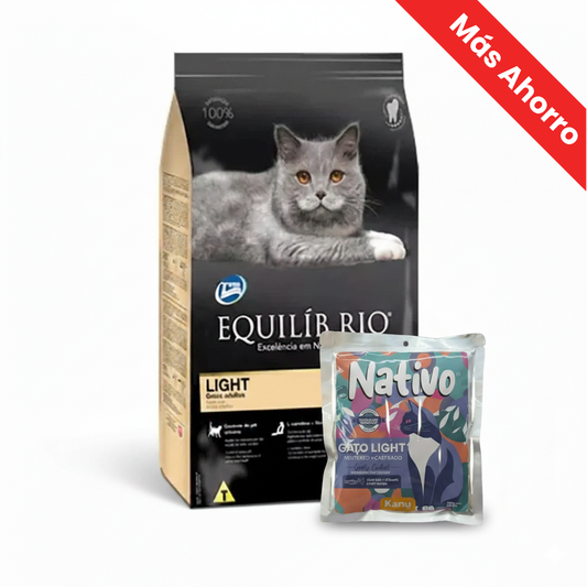 Alimento Equilibrio Gato Light + Alimento Húmedo Nativo Light Chef’s Recipe Kanu Pet para Gatos