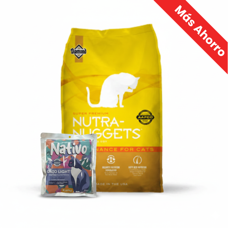 Alimento para gato Nutra Nuggets Mantenimiento + Alimento Húmedo Nativo Light Chef’s Recipe Kanu Pet para Gatos