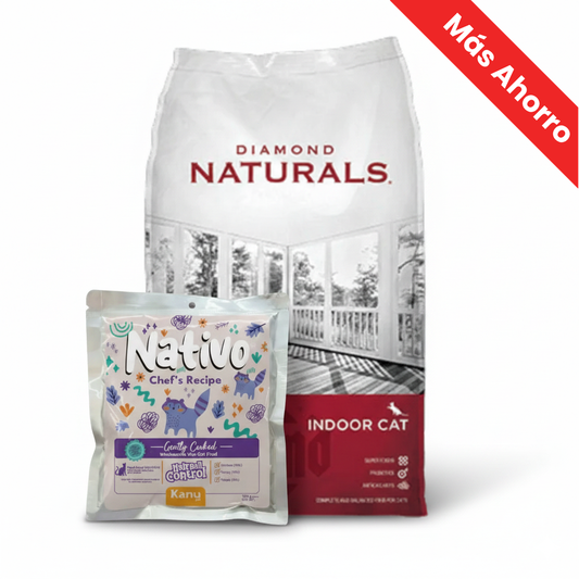 Paquete Diamond Indoor + Nativo Chef’s Recipe Hairball Control Kanu Pet para Gatos