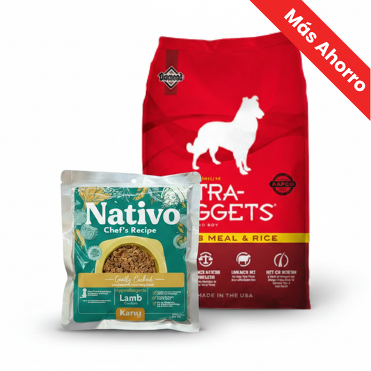Paquete Nutra Nuggets Cordero y Arroz + Nativo Chef’s Recipe Cordero Kanu Pet para Perros