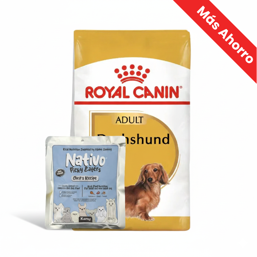 Alimento para perro Royal Canin Dachshund + Alimento Húmedo Nativo Chef’s Recipe Picky Eaters Kanu Pet para Perros