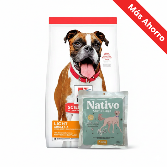Paquete Hills Canino Adulto Light para Perro + Nativo Chef’s Recipe Light Pollo Kanu Pet para Perros