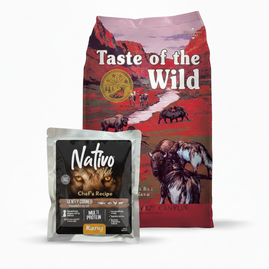Alimento Seco Taste of the Wild Southwest Canyon para Perro + Alimento Húmedo Nativo Wild Chef’s Recipe Multi Protein Kanu Pet para Perros