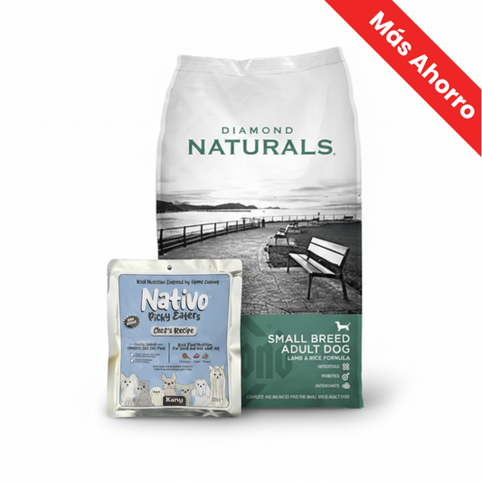 Paquete Diamond Raza Pequena Adulto + Nativo Chef’s Recipe Picky Eaters Kanu Pet para Perros