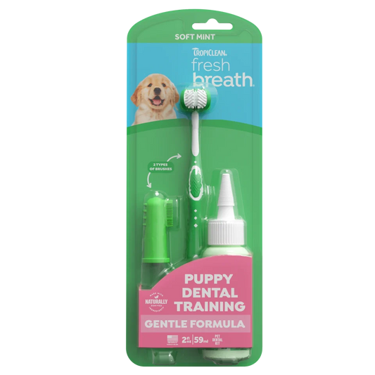 Kit Tropiclean de Cuidado Oral Fresh Breath para Cachorros
